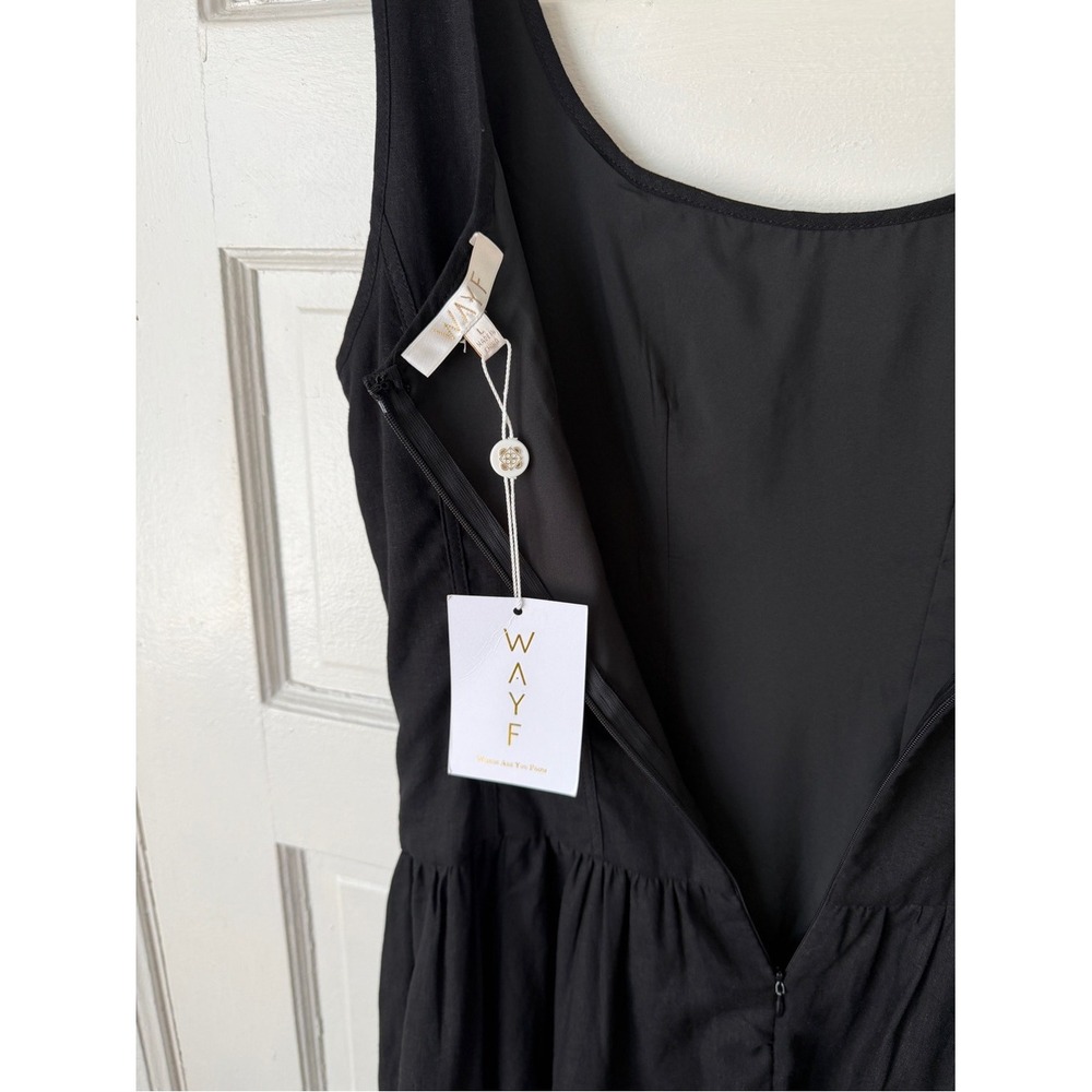 Wayf Black Linen Mini Dress Esmeralda A-Line Scoop Neck Sleeveless Party NWT Lg - Picture 13 of 16